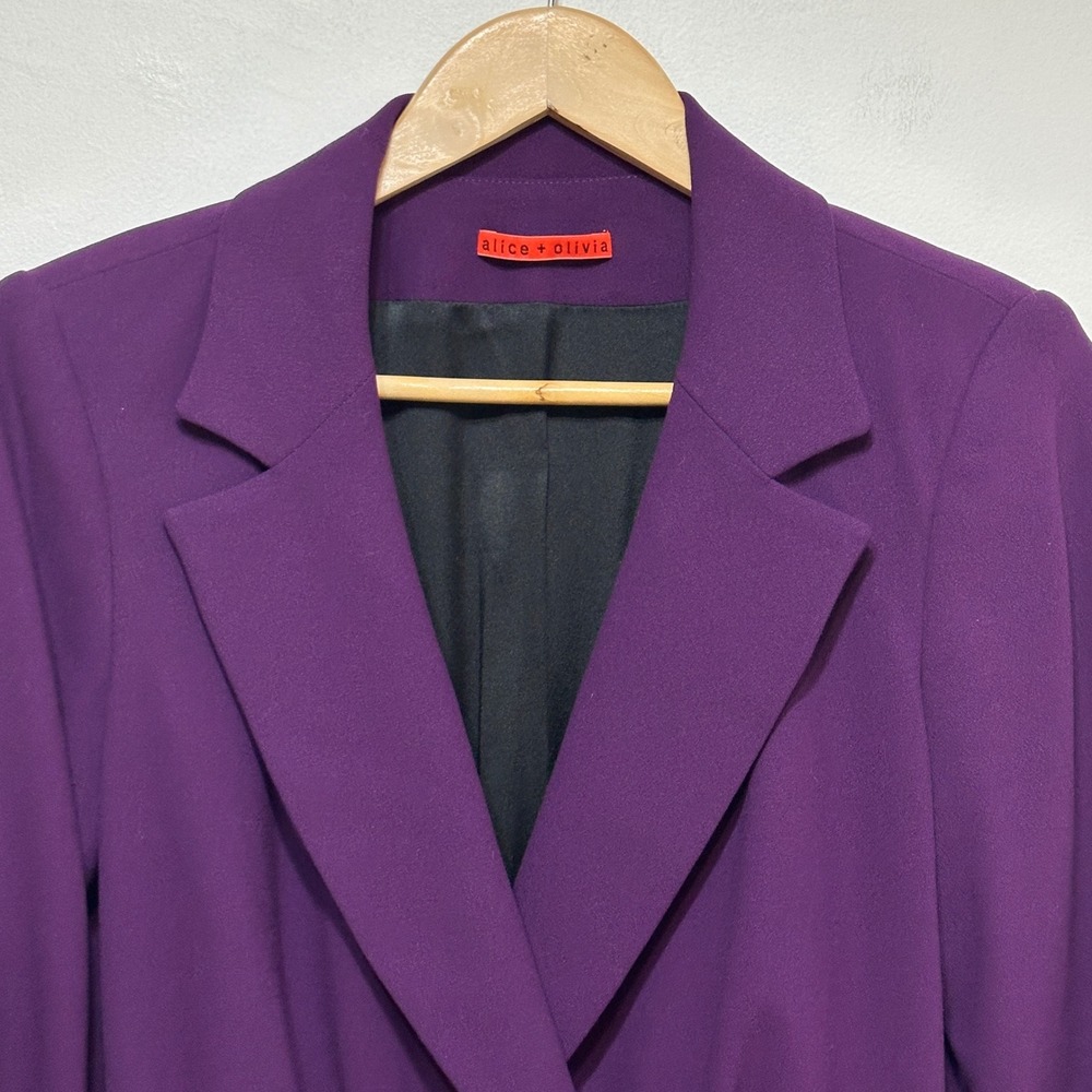 Alice + Olivia Cinched Waist Blazer Jacket Womens Small Purple Chic French Girl - Picture 3 of 14